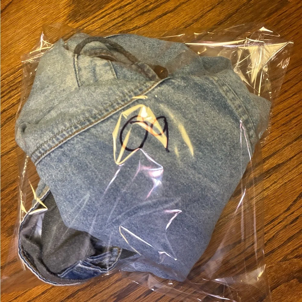 Denim Co Kids Mixed Media Jean Jacket‎ Hoodie Light Wash Grey Size 14